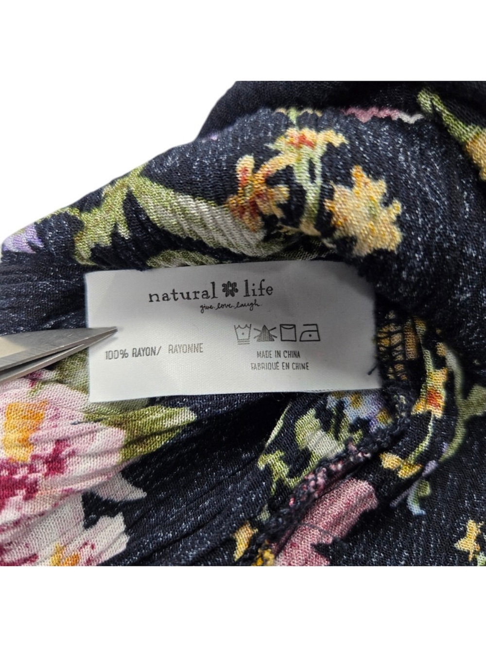 Natural Life Rowan Side Slit Midi Dress Floral Long-sleeve Elastic Cuff gauzy - Picture 8 of 8